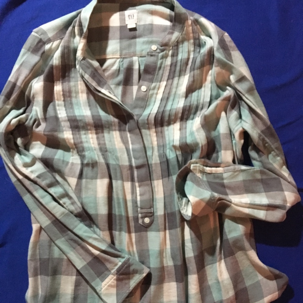 Blue plaid blouse